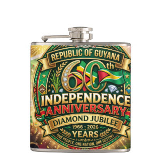 Republic Of Guyana 60th Independence Anniversary  Hip Flask