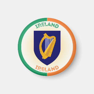 Republic of Ireland Coat of Arms Circle Shape  Magnet