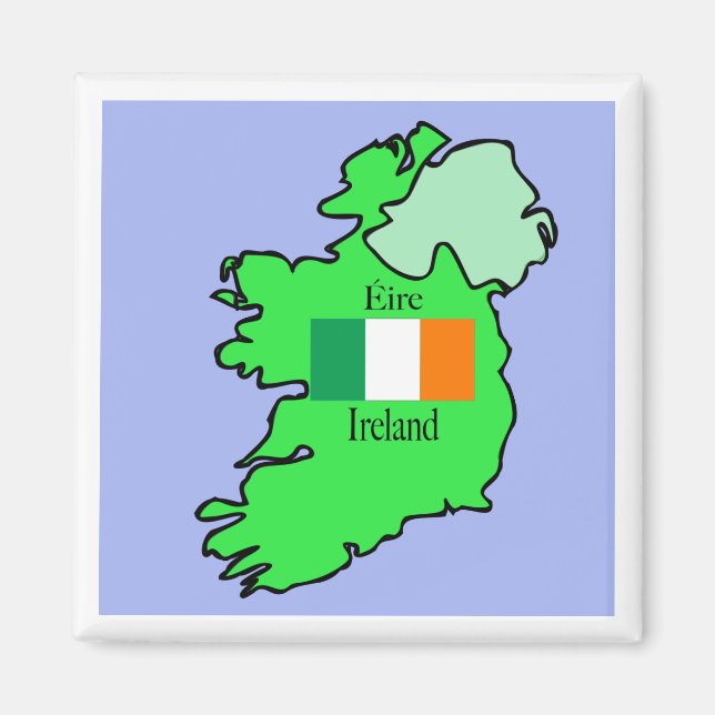 Republic of Ireland Flag and Map Magnet (Front)