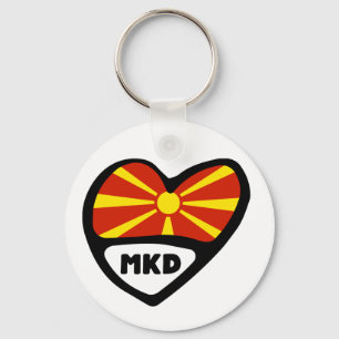 Republic of Macedonia Country Code Flag Heart Key Ring