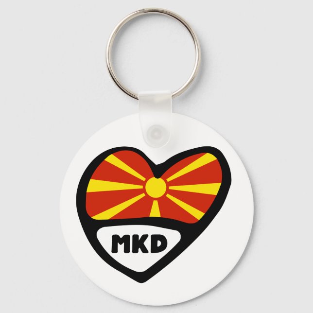 Republic of Macedonia Country Code Flag Heart Key Ring (Front)
