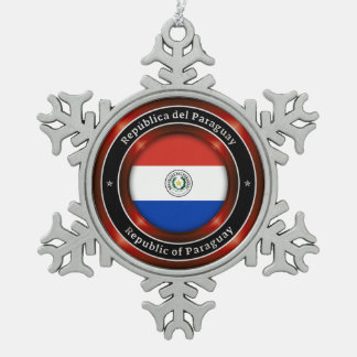 Republic of Paraguay Snowflake Pewter Christmas Ornament