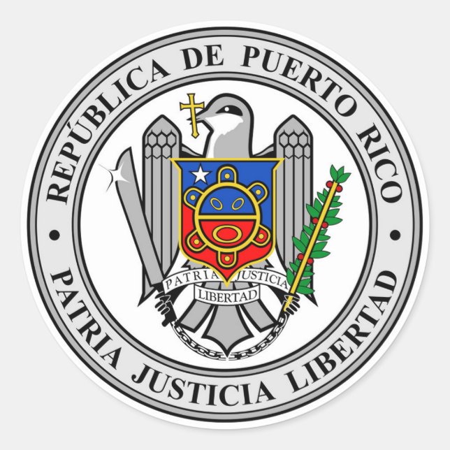 Republic of Puerto Rico National Emblem Classic Round Sticker (Front)