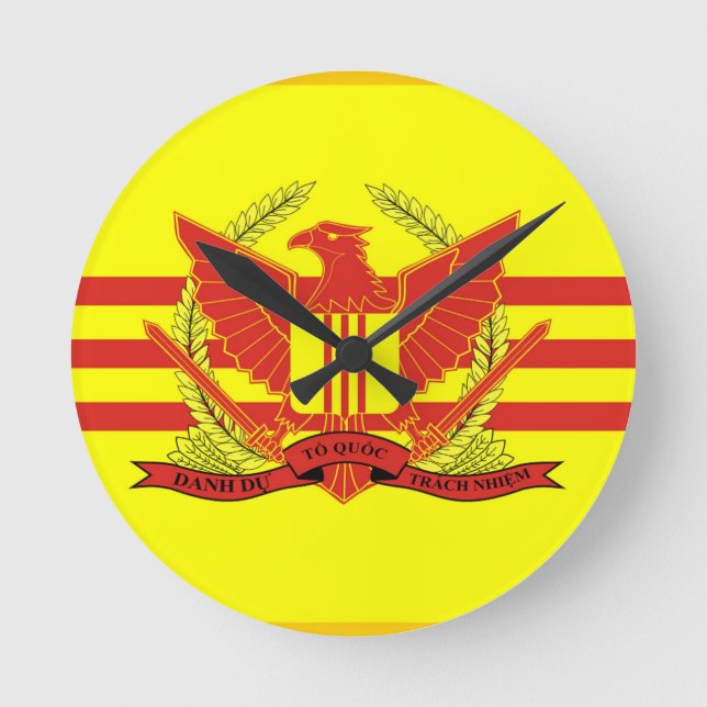 Republic of South Vietnam Military Forces Flag Round Clock (Front)