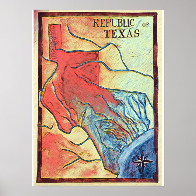 Republic of Texas Map Poster (Front)