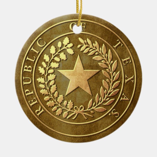 Republic of Texas Seal Ceramic Ornament (Front)
