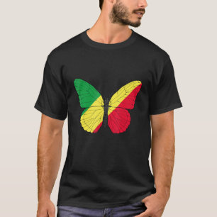 Republic Of The Congo Flag Butterfly Congolese Gra T-Shirt