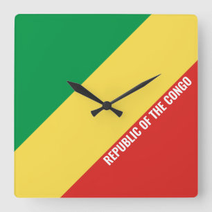 Republic of the Congo Flag Dazzling Patriotic Square Wall Clock