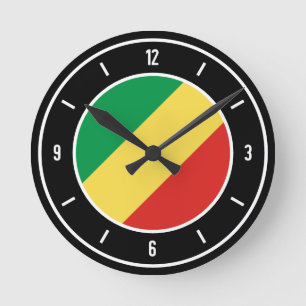 Republic of the Congo Flag Elegant Round Clock
