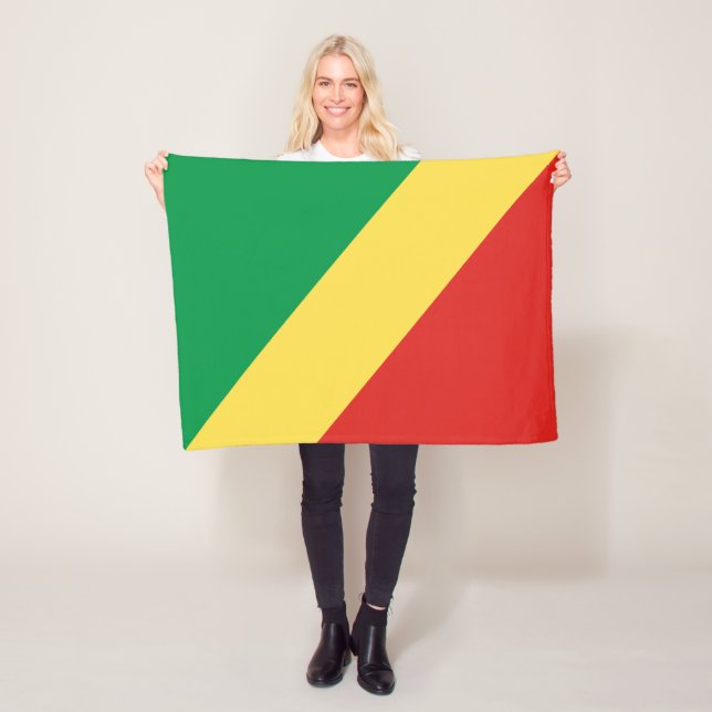 Republic of the Congo Flag Fleece Blanket (In Situ)