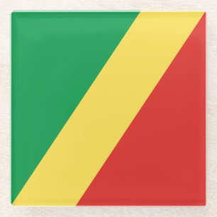 Republic of the Congo Flag Glass Coaster