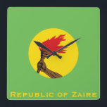 Republic of Zaire Flag  Square Wall Clock<br><div class="desc">Zaire, officially the Republic of Zaire (French: République du Zaïre) was a Congolese state from 1965 to 1997 in Central Africa that was previously and is now again known as the Democratic Republic of the Congo. Zaire was, by area, the third-largest country in Africa (after Sudan and Algeria), and the...</div>