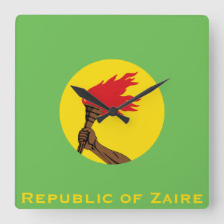 Republic of Zaire Flag  Square Wall Clock