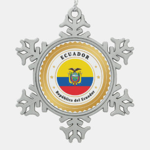 República del Ecuador  Snowflake Pewter Christmas Ornament