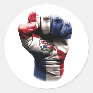 Republica Dominicana Fist Flag Classic Round Sticker