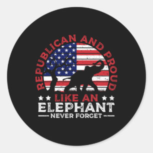 Republican And Proud Elephant American Flag Voter  Classic Round Sticker