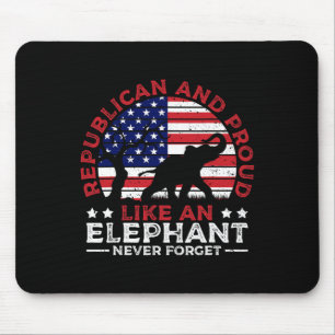 Republican And Proud Elephant American Flag Voter Mouse Pad