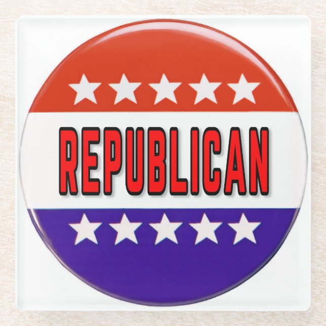 Republican Button Glass Coaster (Front)