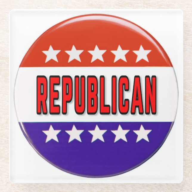 Republican Button Glass Coaster (Front)
