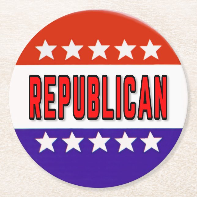 Republican Button Round Paper Coaster (Front)