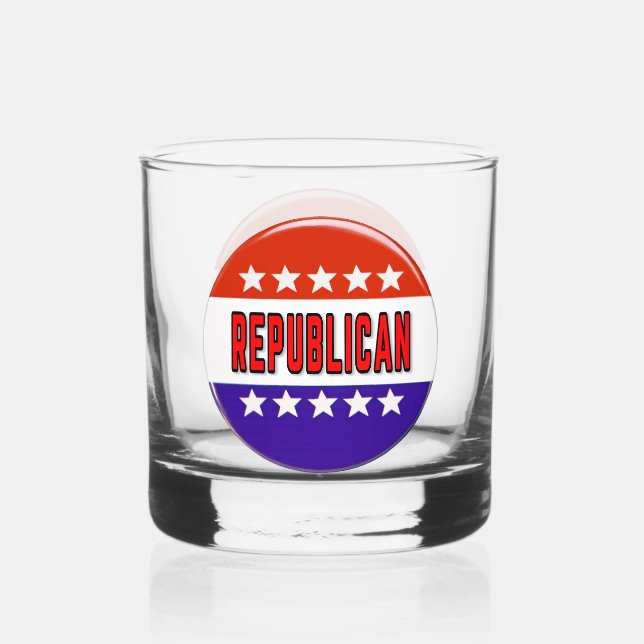 Republican Button Whiskey Glass (Front)