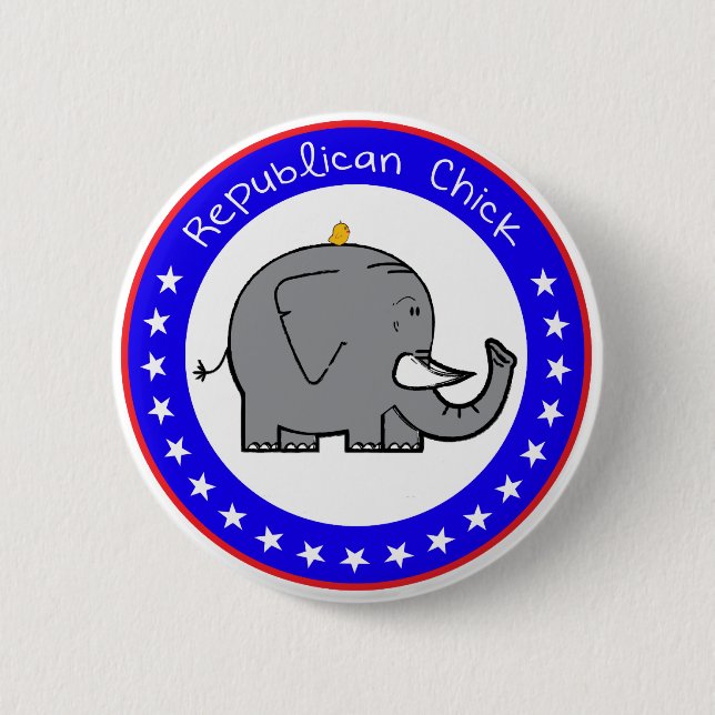 republican chick 6 cm round badge (Front)