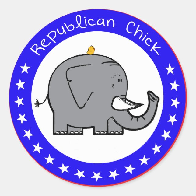 republican chick classic round sticker (Front)