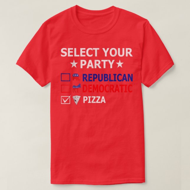 Republican Democrat Pizza Party Funny Political  T-Shirt (Design Front)