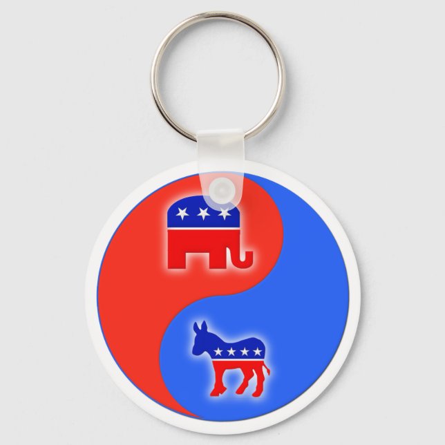 Republican/Democrat Yin/Yang Key Ring (Front)