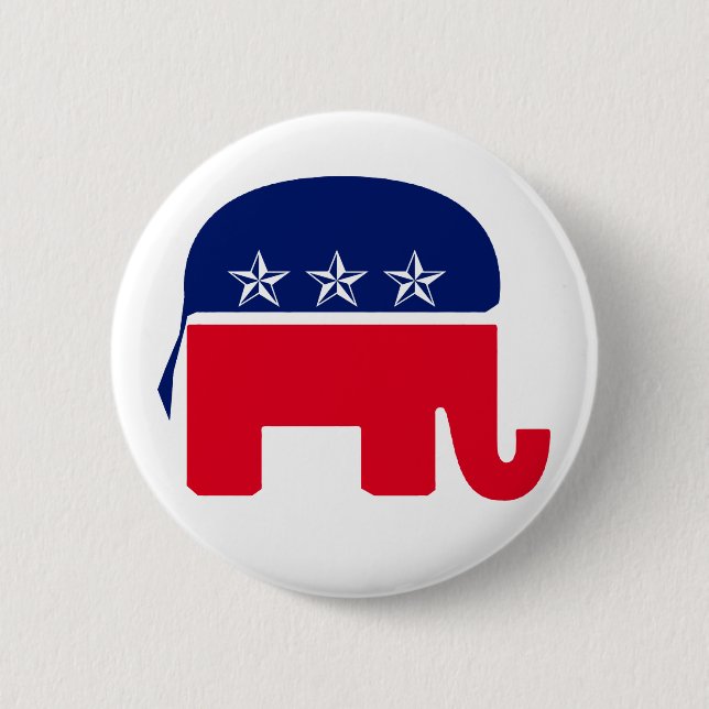 Republican Elephant 6 Cm Round Badge (Front)
