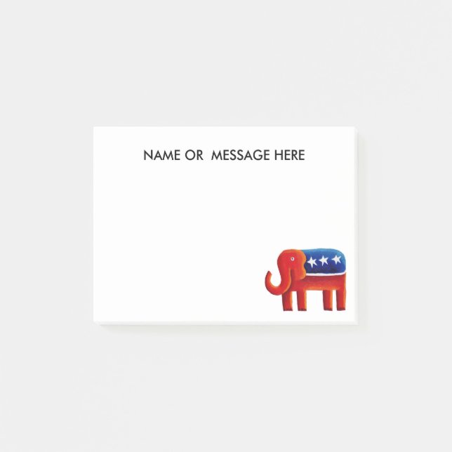 Republican Elephant Custom Name Or Message Post-it Notes (Front)