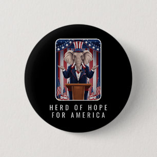 Republican Elephant Herd Of Hope For America Funny 6 Cm Round Badge