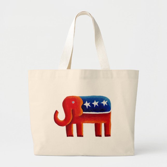 Republican Elephant Large Tote Bag (Front)