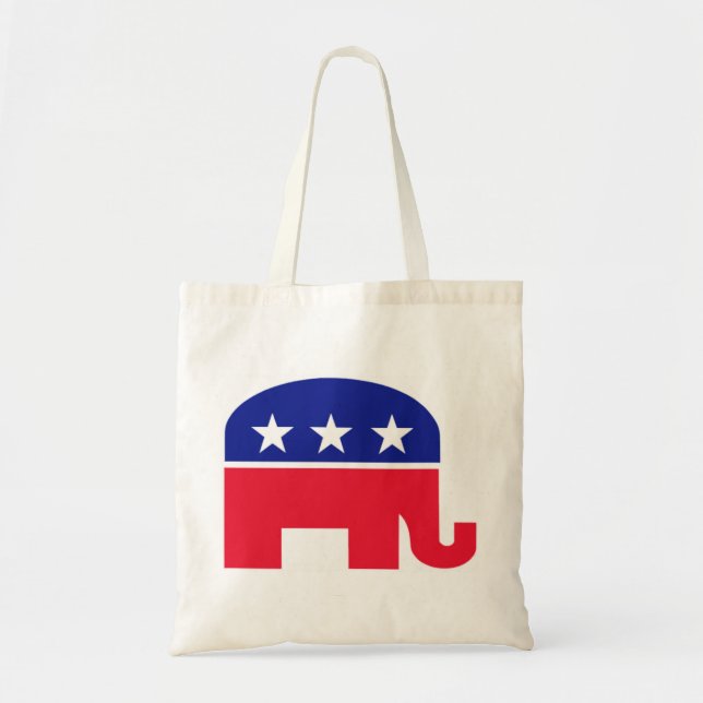 Republican Elephant Red, White and Blue Tote Bag (Front)