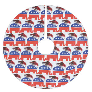 Republican Elephant Santa Claus Brushed Polyester Tree Skirt