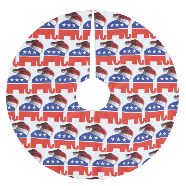 Republican Elephant Santa Claus Brushed Polyester Tree Skirt (Front)