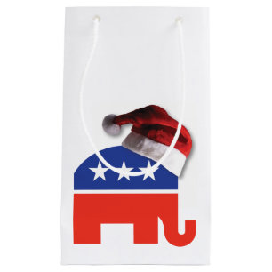 Republican Elephant Wearing a Santa Claus Hat Small Gift Bag