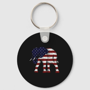 Republican Elephant Weathered American Flag Gop Key Ring