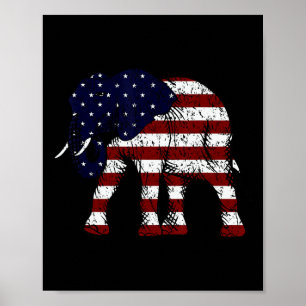 Republican Elephant Weathered American Flag Gop Poster