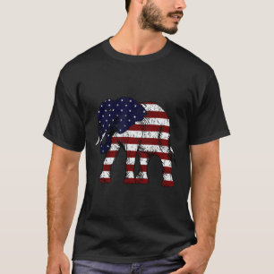 Republican Elephant Weathered American Flag Gop T-Shirt