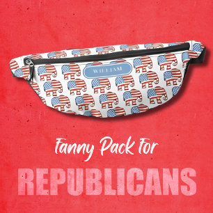 Republican Elephants Pattern American Flag Custom Bum Bags