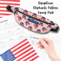 Republican Elephants Pattern Red Stripes Custom
