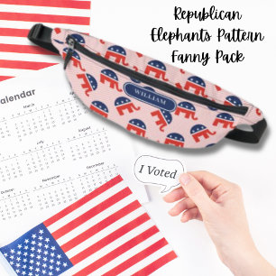 Republican Elephants Pattern Red Stripes Custom Bum Bags