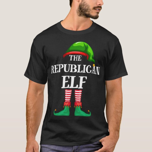 Republican Elf Matching Family Christmas Pajama T-Shirt (Front)