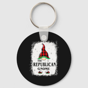 Republican Gnome Buffalo Plaid Matching Family Xma Key Ring