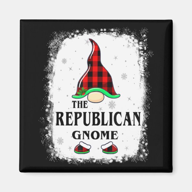 Republican Gnome Buffalo Plaid Matching Family Xma Magnet (Front)