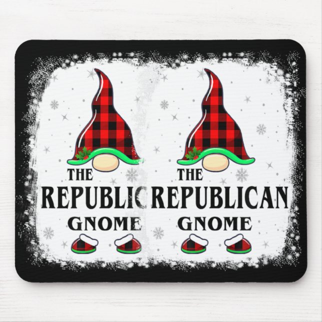 Republican Gnome Buffalo Plaid Matching Family Xma Mouse Pad (Front)