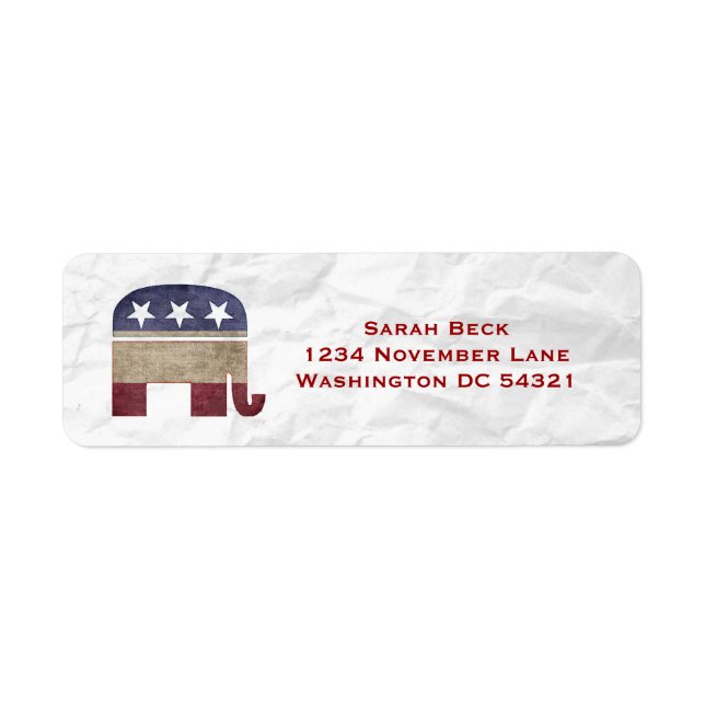 Republican GOP Elephant Return Address Label (Front)
