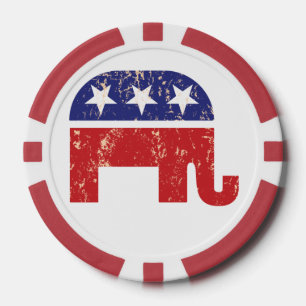 Republican Original Elephant Distressed Tan Poker Chips