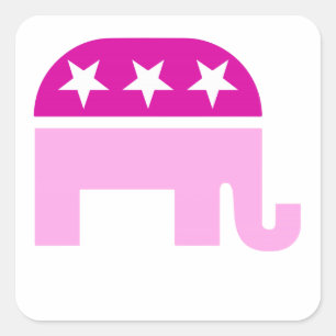 Republican Original Elephant Pink Square Sticker